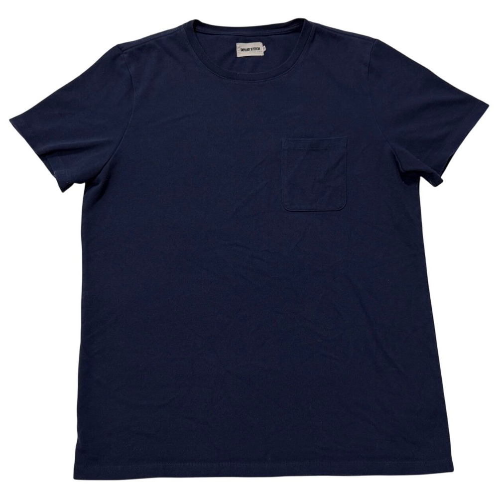 Taylor Stitch Mens Navy Blue Pocket T Shirt Size 42 Cotton Blend Casual Everyday